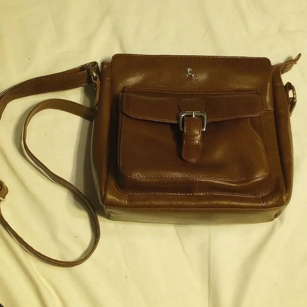 Vintage Brown Leather Ash Wood Saddle Purse